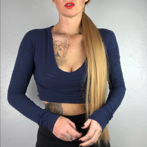 FREE PEOPLE Navy NWT Long Sleeve Shirt Large - Picture 3 of 12